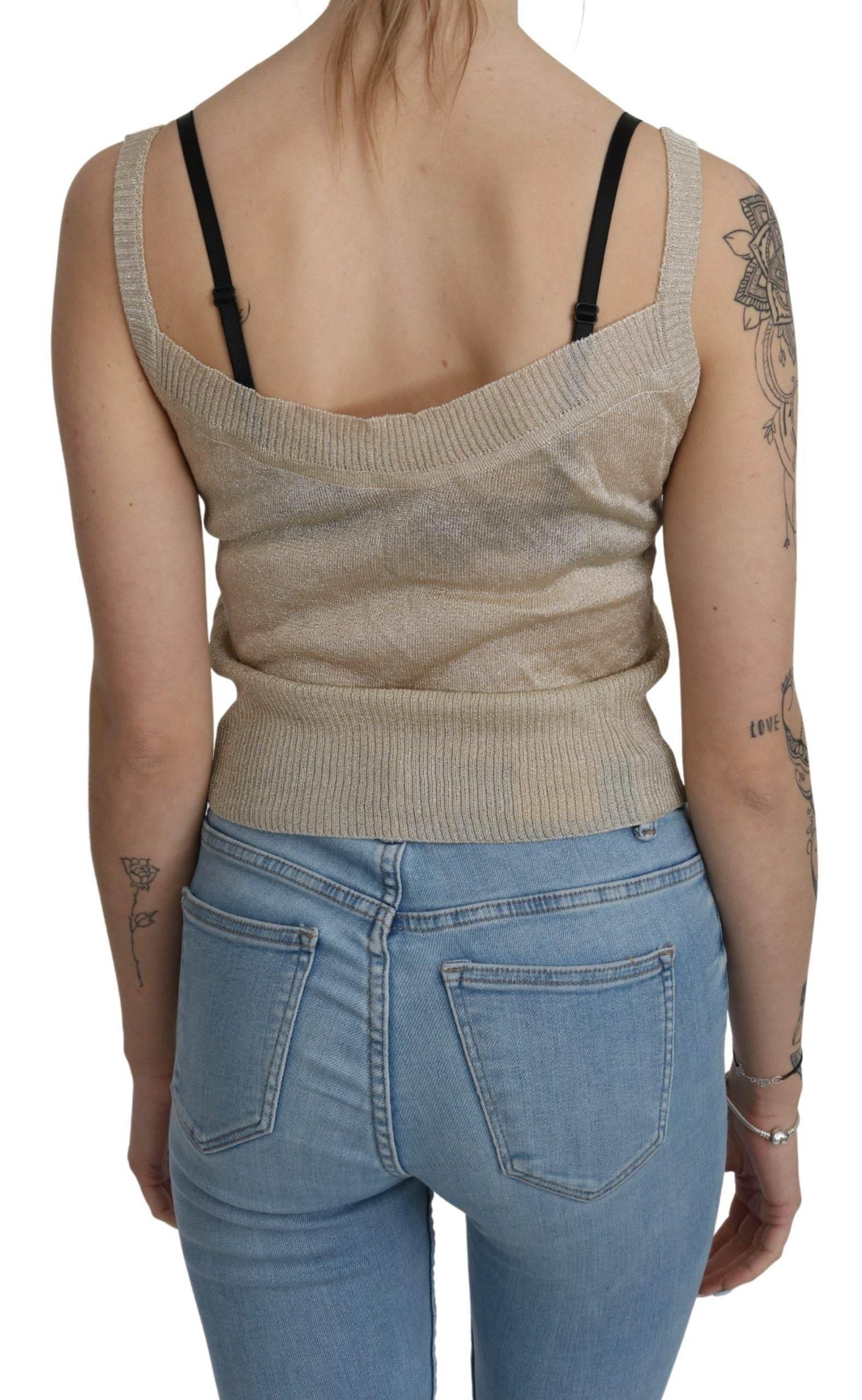 BYBLOS Beige Sleeveless Spaghetti Strap Tank See Through Top - Hilstor