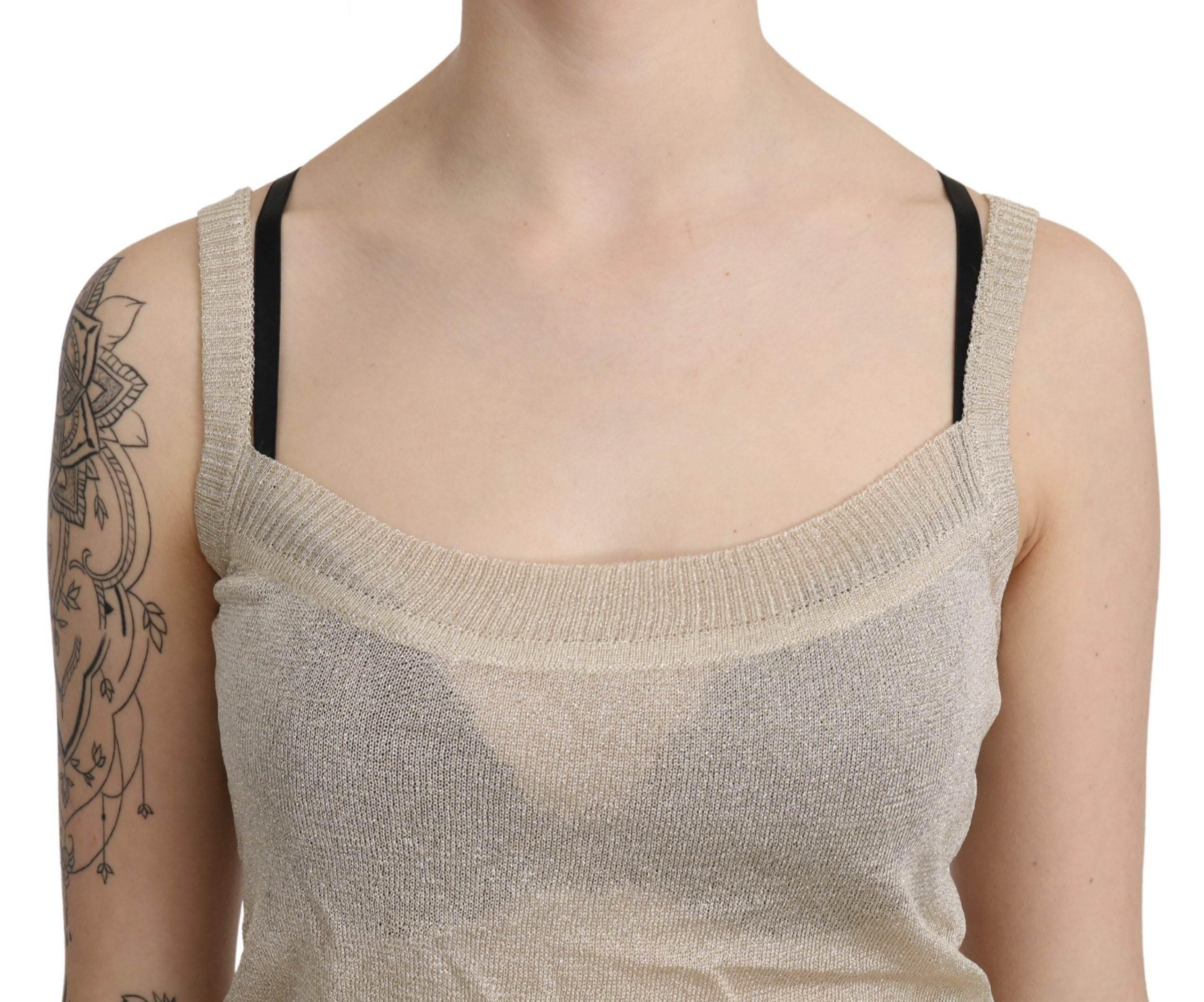 BYBLOS Beige Sleeveless Spaghetti Strap Tank See Through Top - Hilstor