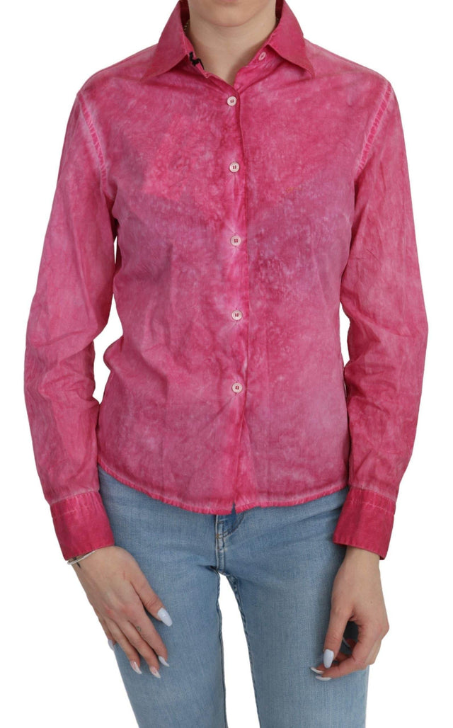Ermanno Scervino Pink Collared Long Sleeve Shirt Blouse Top - Hilstor