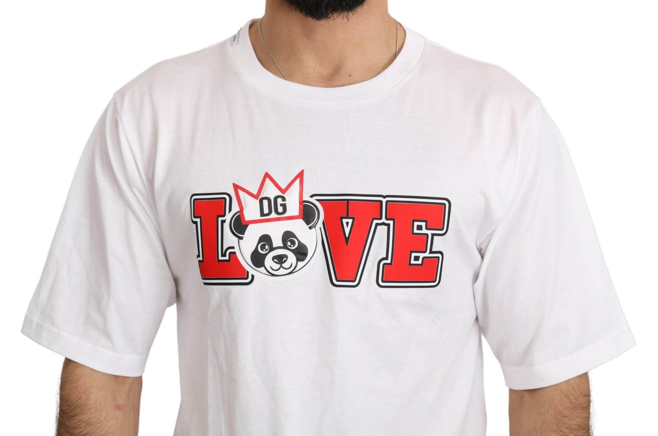Dolce & Gabbana White Love Panda Print Top T-shirt - Hilstor