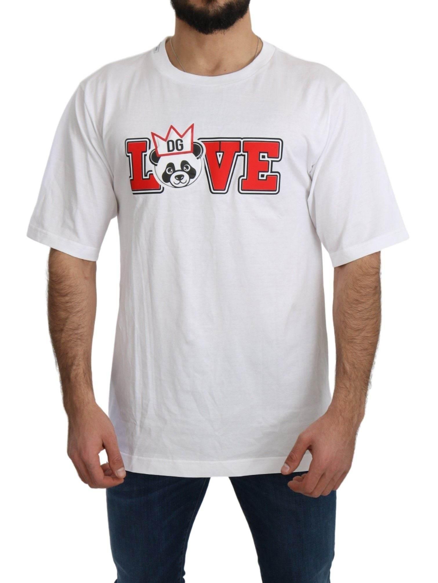 Dolce & Gabbana White Love Panda Print Top T-shirt - Hilstor