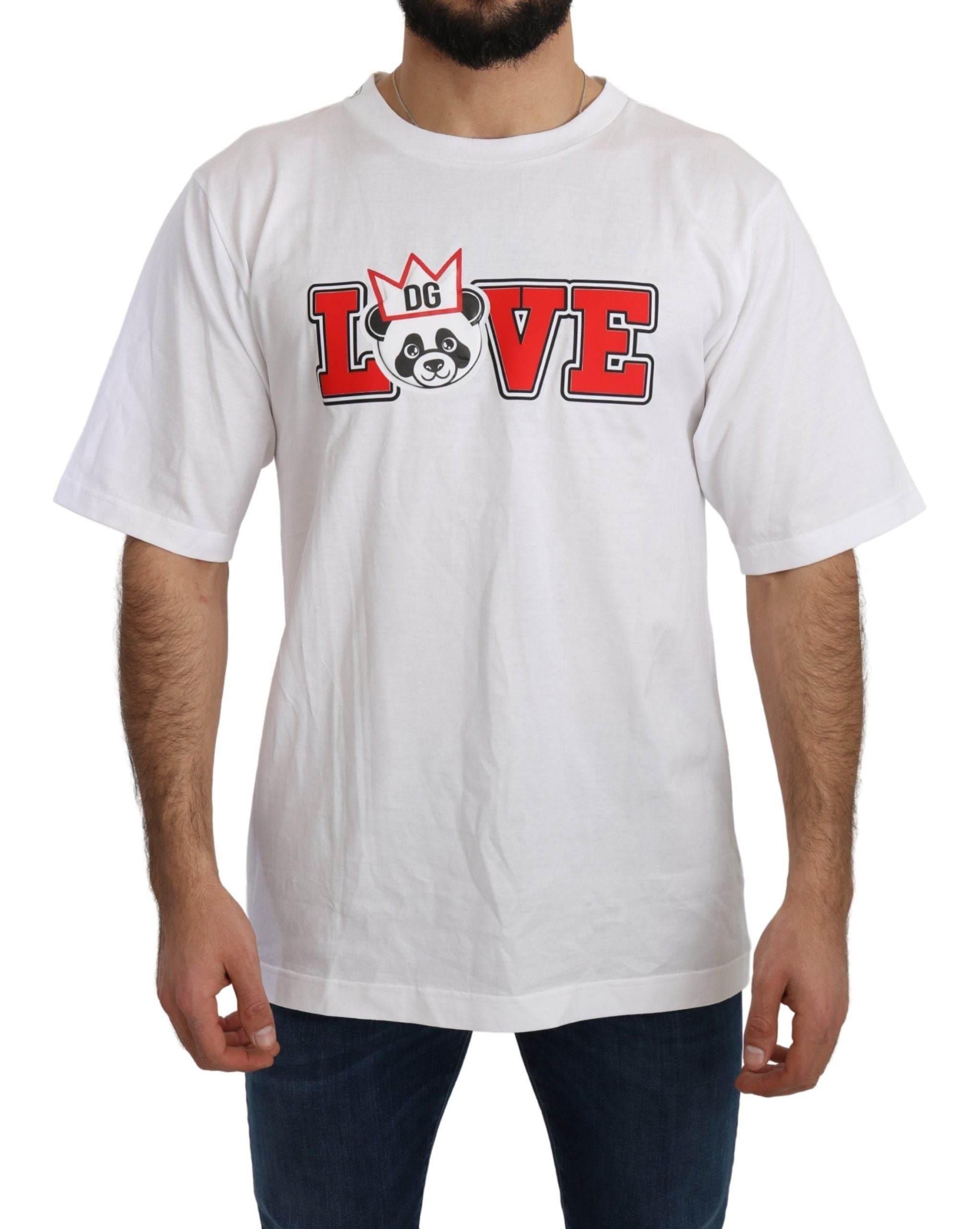 Dolce & Gabbana White Love Panda Print Top T-shirt - Hilstor