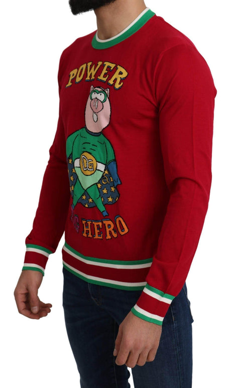 Dolce & Gabbana Elegant Red Wool-Silk Crewneck Sweater - Hilstor