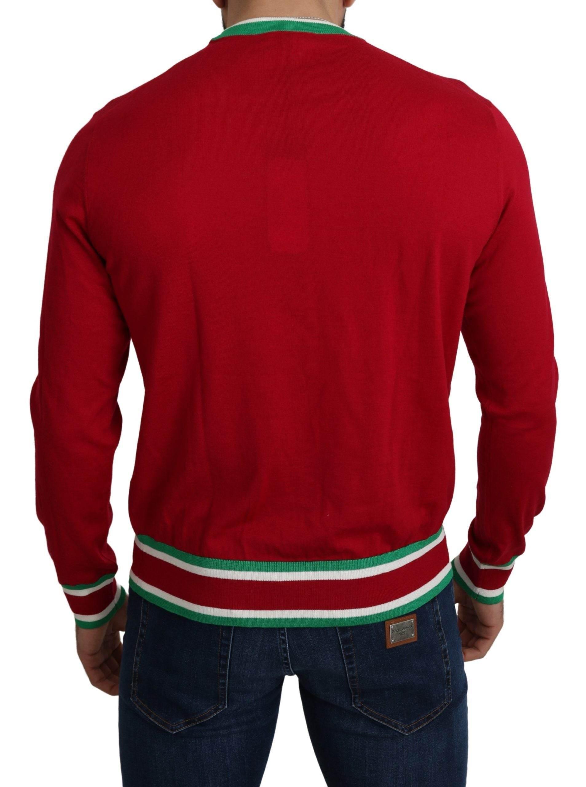 Dolce & Gabbana Elegant Red Wool-Silk Crewneck Sweater - Hilstor