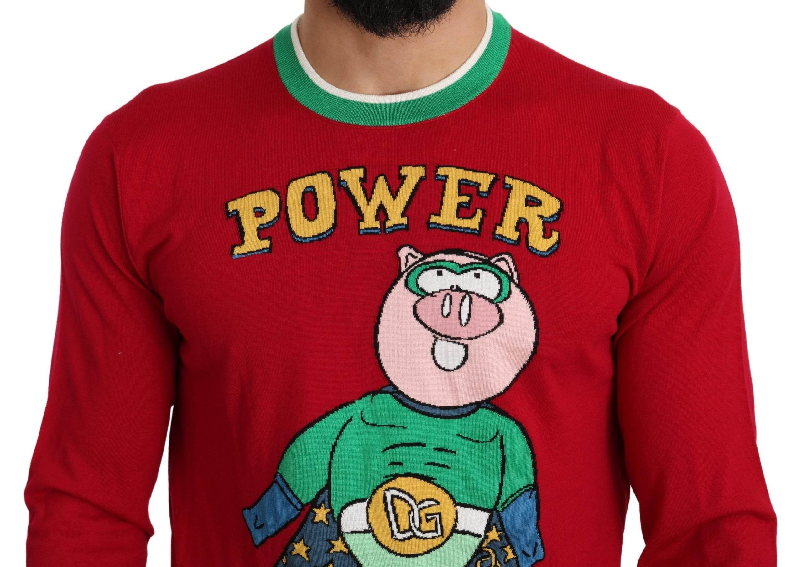 Dolce & Gabbana Elegant Red Wool-Silk Crewneck Sweater - Hilstor