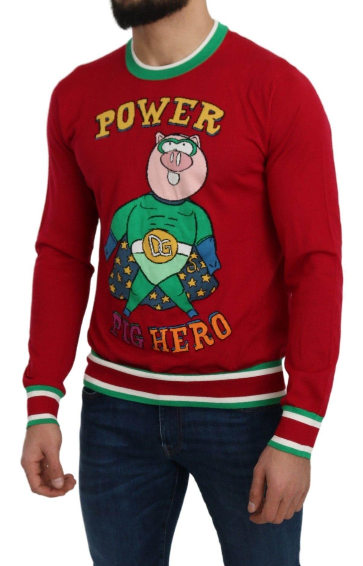 Dolce & Gabbana Elegant Red Wool-Silk Crewneck Sweater - Hilstor