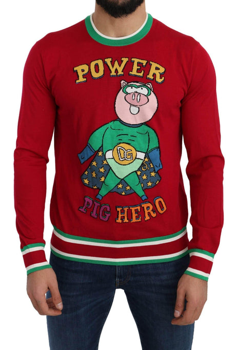 Dolce & Gabbana Elegant Red Wool-Silk Crewneck Sweater - Hilstor