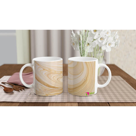 11oz Ceramic Mug - Latte art with a colored rim, inside, and handle - Hilstor