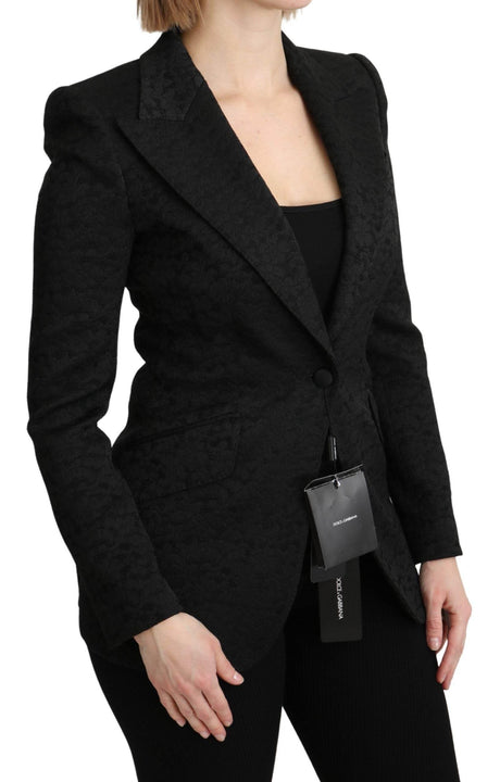 Dolce & Gabbana Elegant Black Brocade Single Breasted Blazer - Hilstor