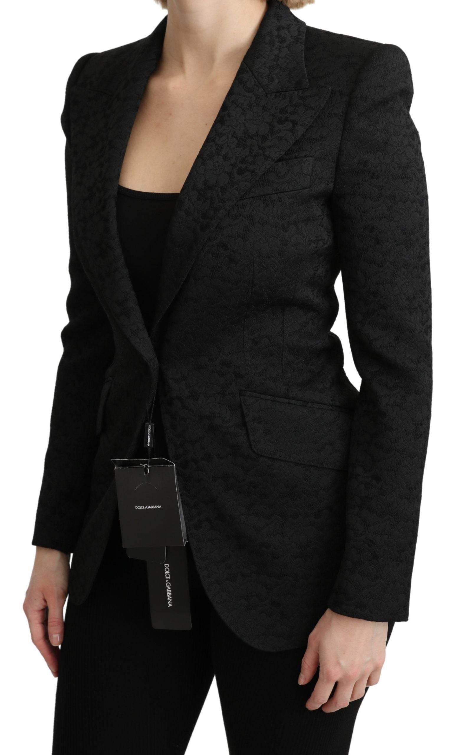 Dolce & Gabbana Elegant Black Brocade Single Breasted Blazer - Hilstor