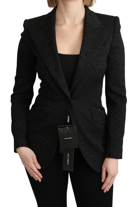 Dolce & Gabbana Elegant Black Brocade Single Breasted Blazer - Hilstor