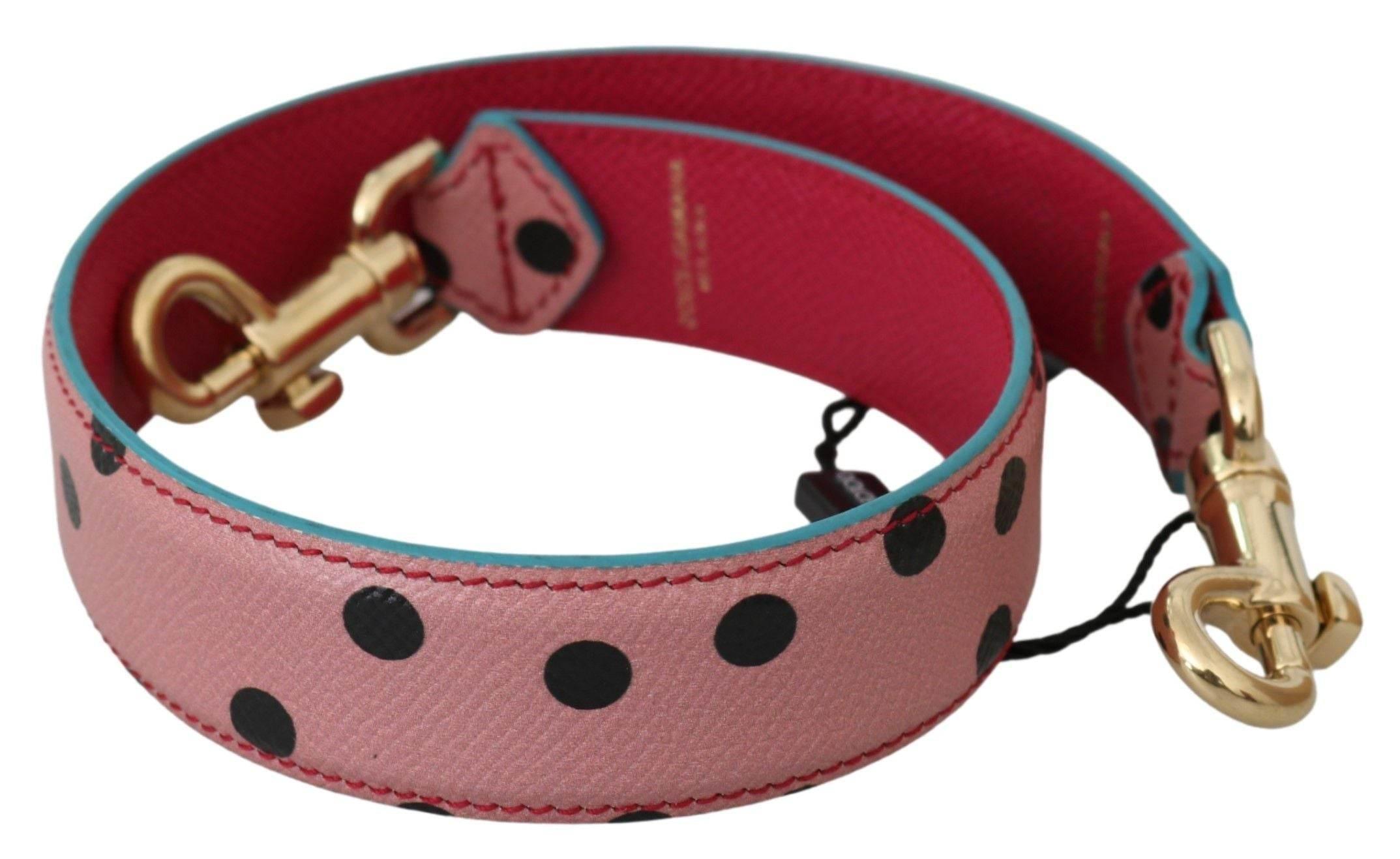 Dolce & Gabbana Elegant Pink Polka-Dotted Leather Shoulder Strap - Hilstor
