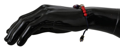 Dolce & Gabbana Elegant Blue Red Glass Cotton Blend Bracelet - Hilstor