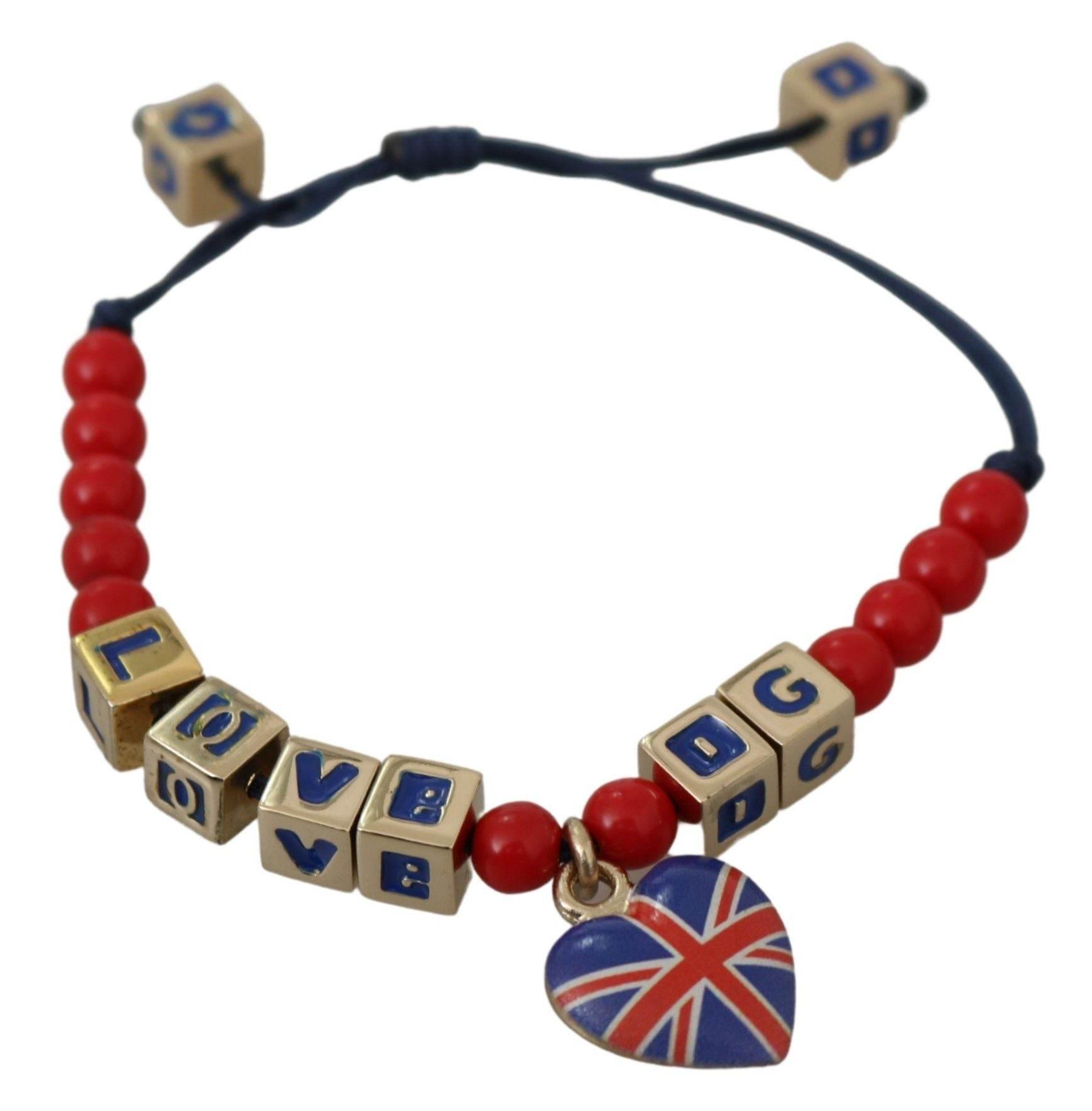 Dolce & Gabbana Elegant Blue Red Glass Cotton Blend Bracelet - Hilstor