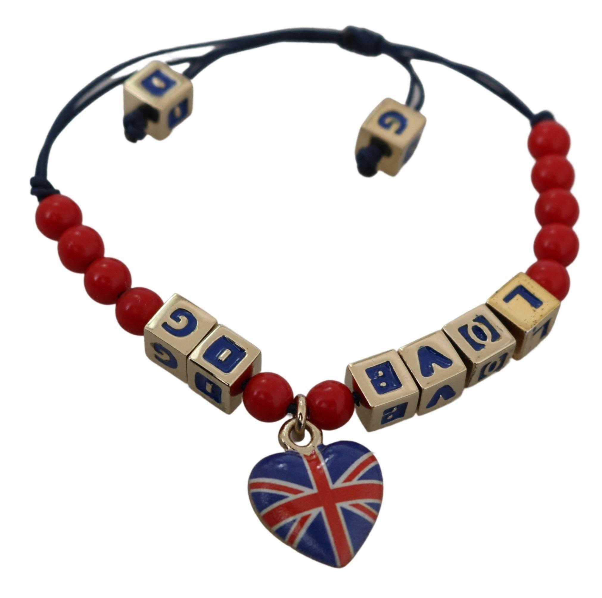 Dolce & Gabbana Elegant Blue Red Glass Cotton Blend Bracelet - Hilstor