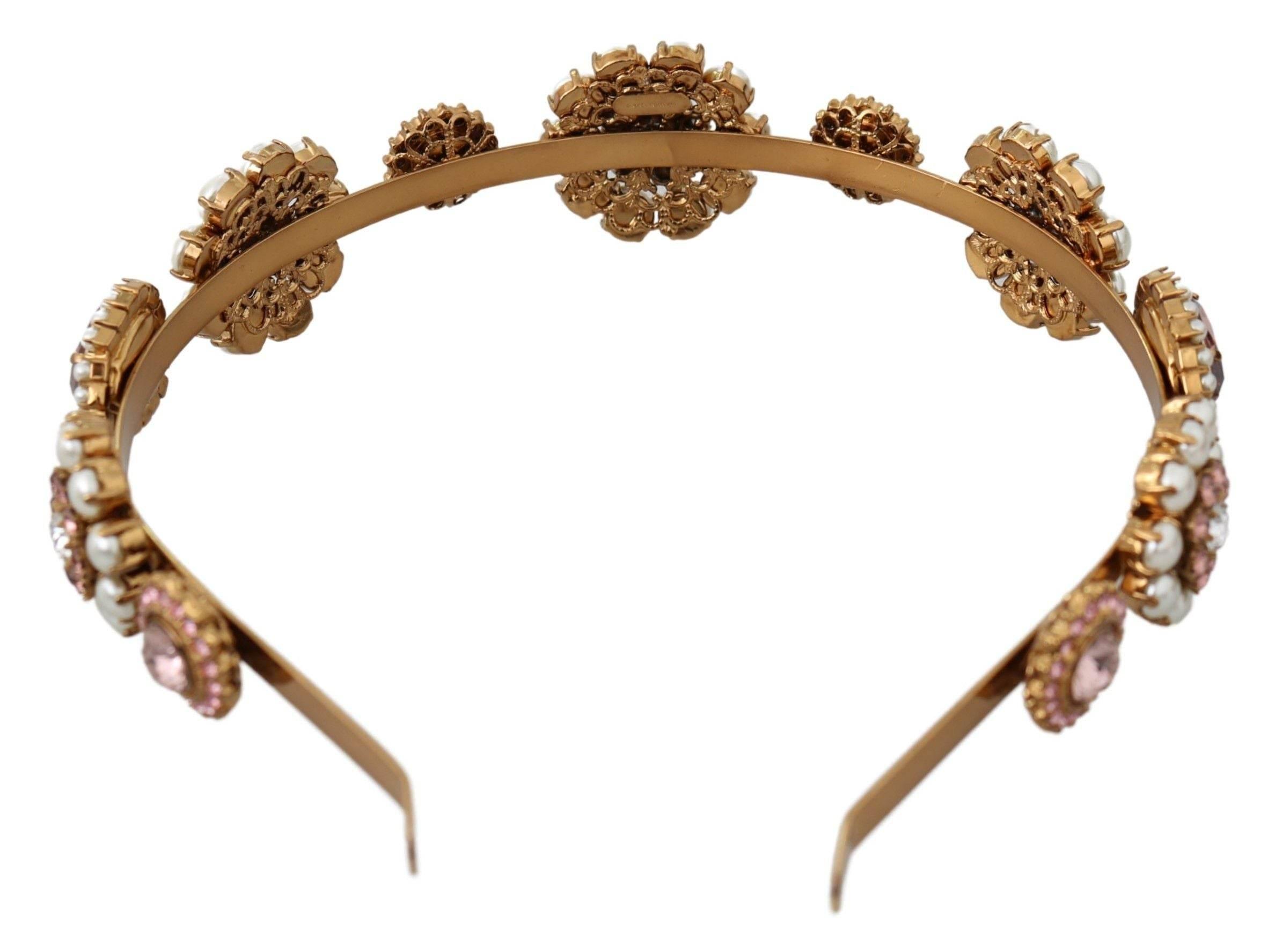 Dolce & Gabbana Elegant Crystal Pearl Diadem Headpiece - Hilstor