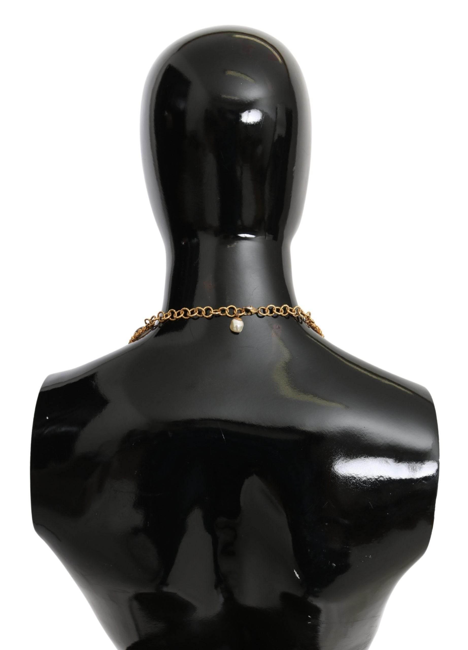 Dolce & Gabbana Elegant Crystal Charm Statement Necklace - Hilstor