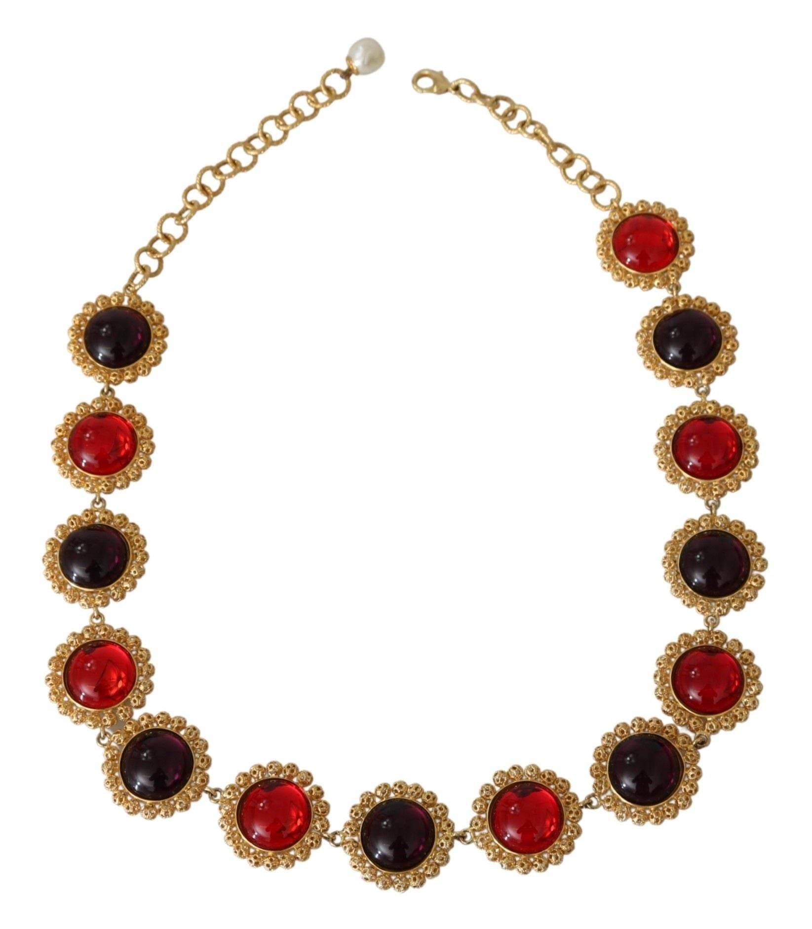 Dolce & Gabbana Elegant Crystal Charm Statement Necklace - Hilstor