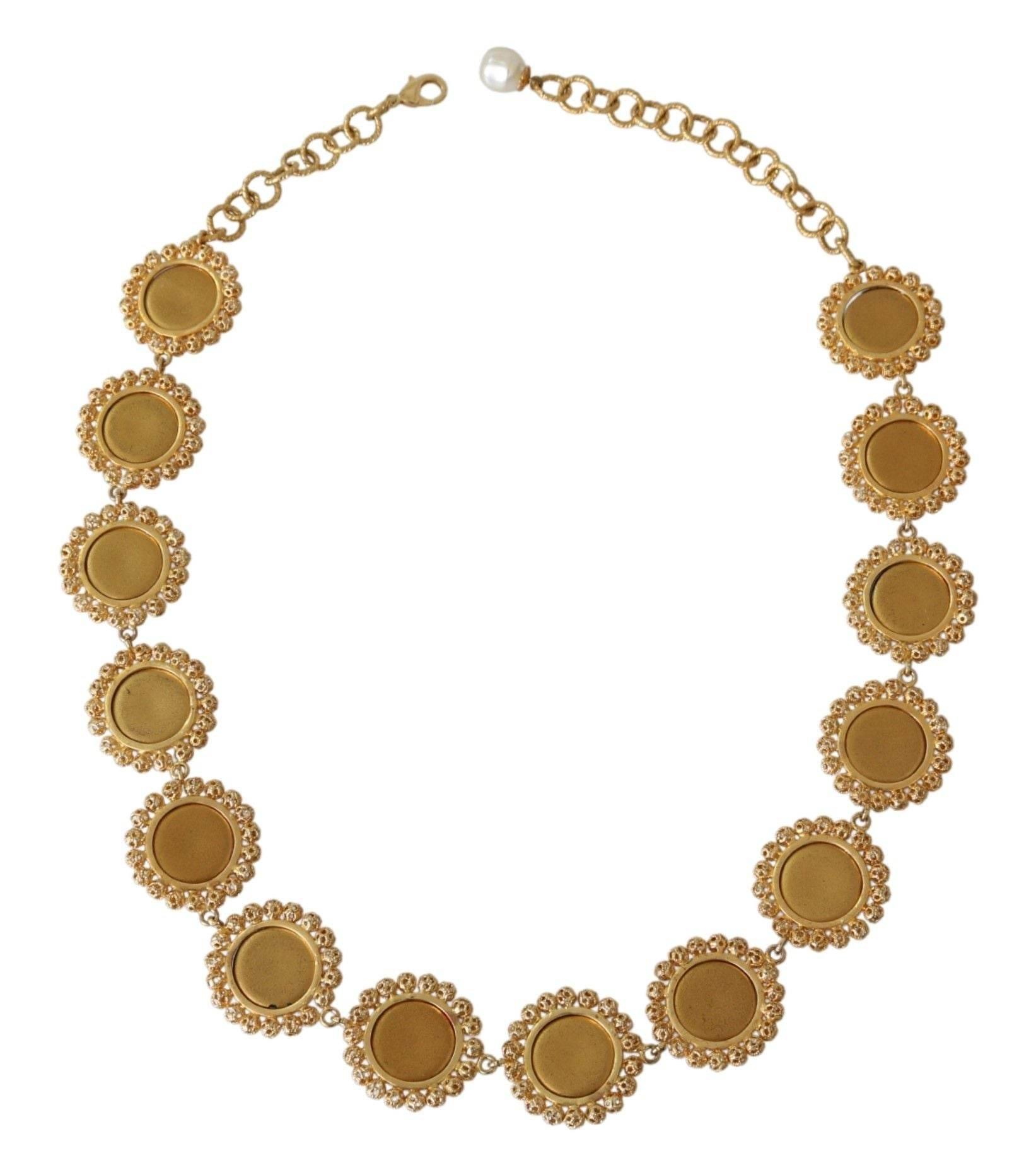 Dolce & Gabbana Elegant Crystal Charm Statement Necklace - Hilstor
