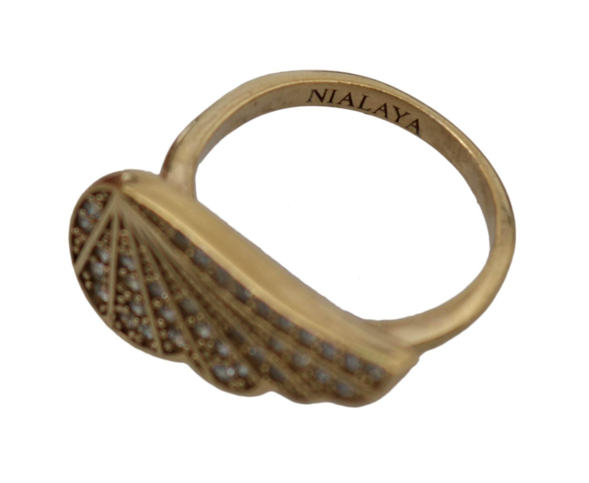 Nialaya Elegant Gold-Crystal Embellished Ring - Hilstor
