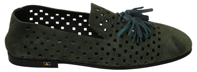 Dolce & Gabbana Elegant Green Suede Loafers for Men - Hilstor
