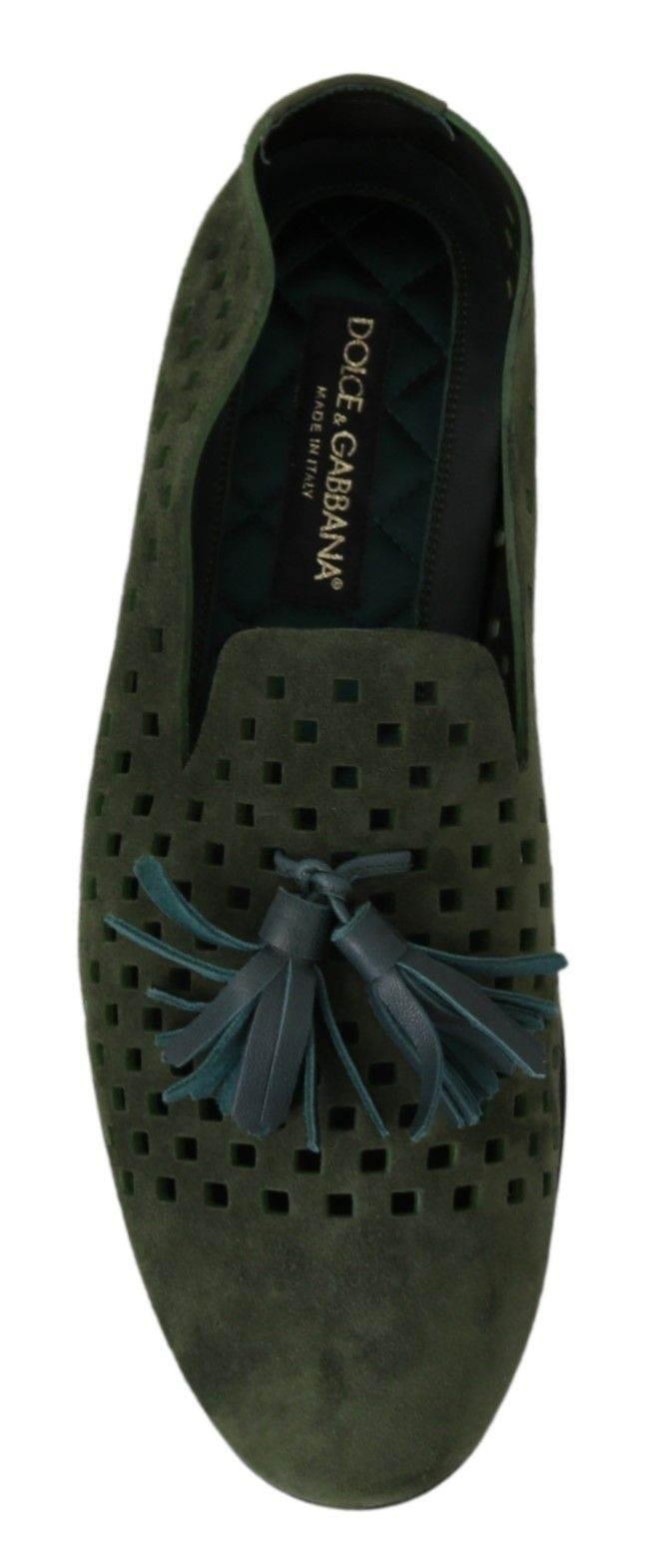 Dolce & Gabbana Elegant Green Suede Loafers for Men - Hilstor