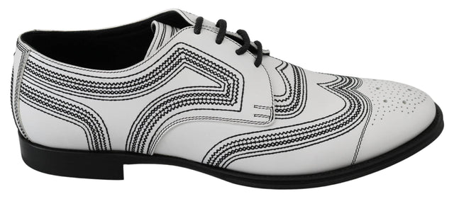 Dolce & Gabbana Elegant White Leather Derby Shoes - Hilstor