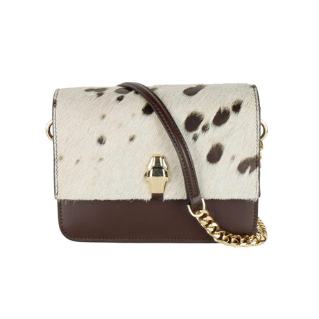 Cavalli Class Chic Two-Tone Small Shoulder Bag in White & Brown - Hilstor