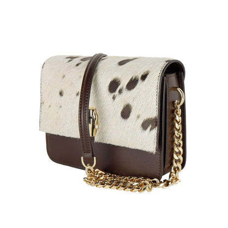 Cavalli Class Chic Two-Tone Small Shoulder Bag in White & Brown - Hilstor