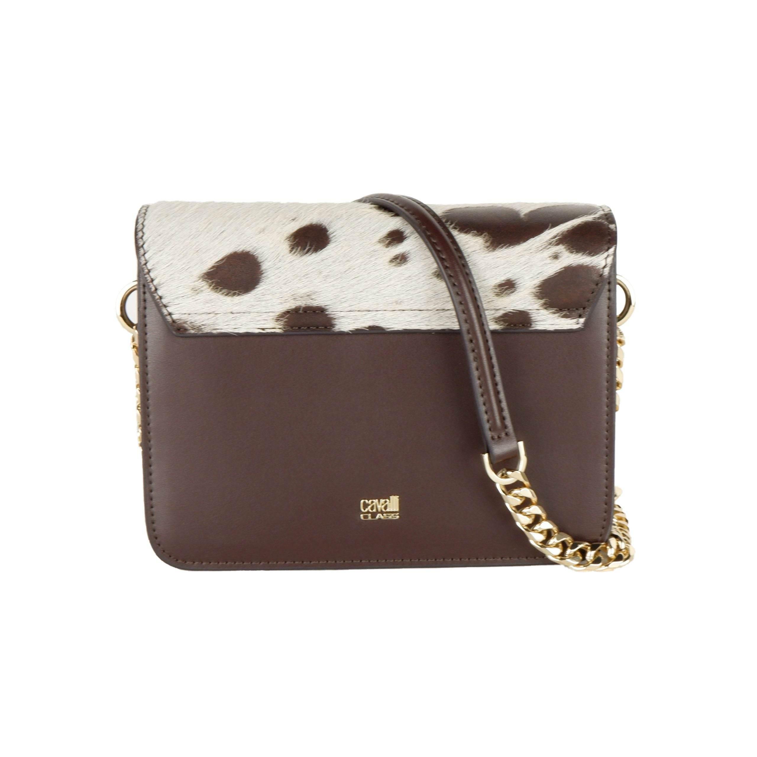 Cavalli Class Chic Two-Tone Small Shoulder Bag in White & Brown - Hilstor
