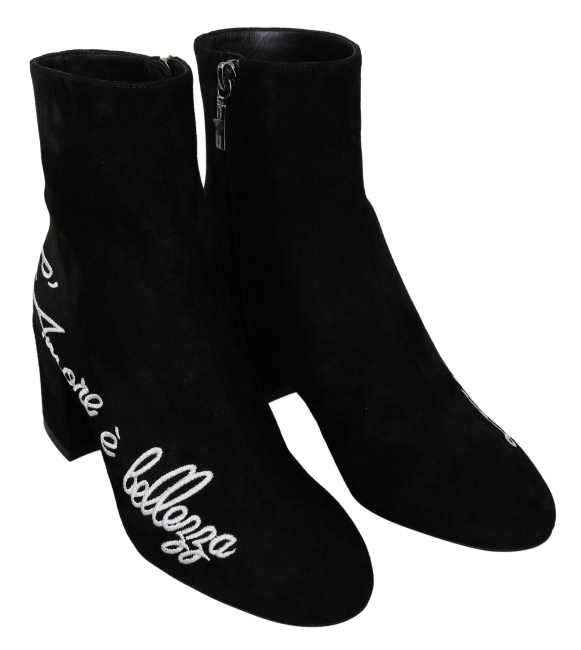 Dolce & Gabbana Chic Embroidered Ankle Boots - Hilstor