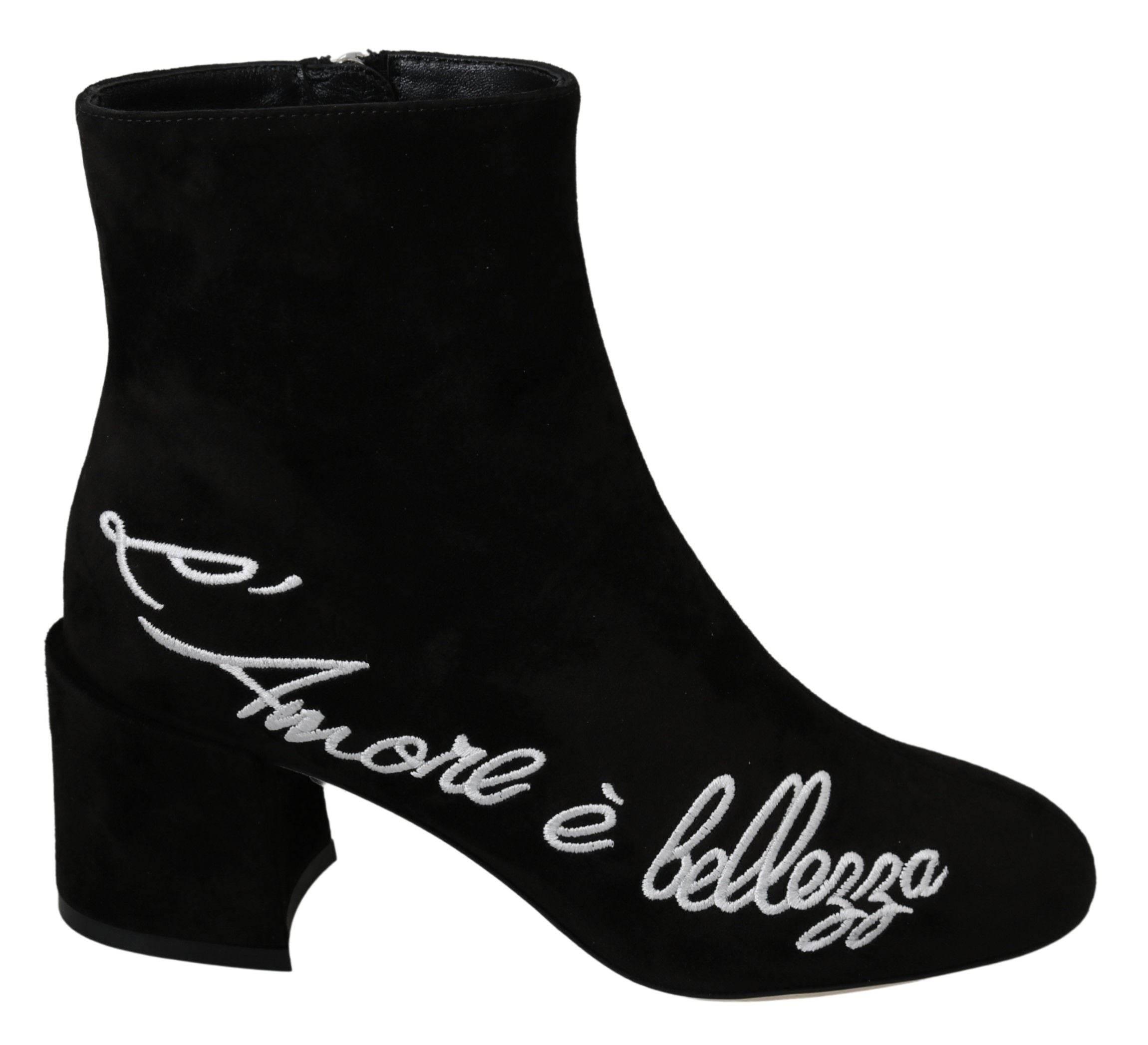 Dolce & Gabbana Chic Embroidered Ankle Boots - Hilstor