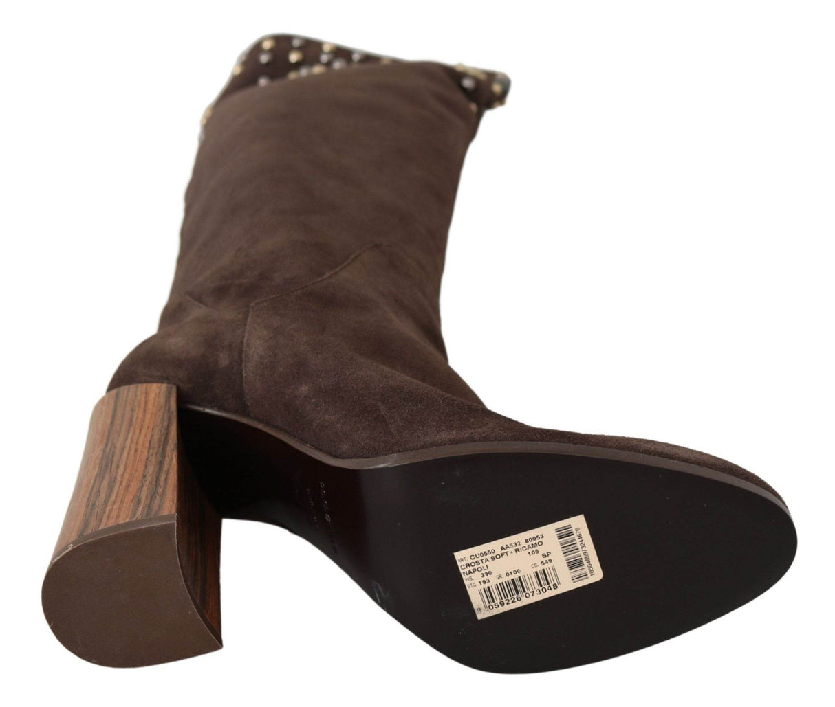 Dolce & Gabbana Studded Suede Knee High Boots in Brown - Hilstor
