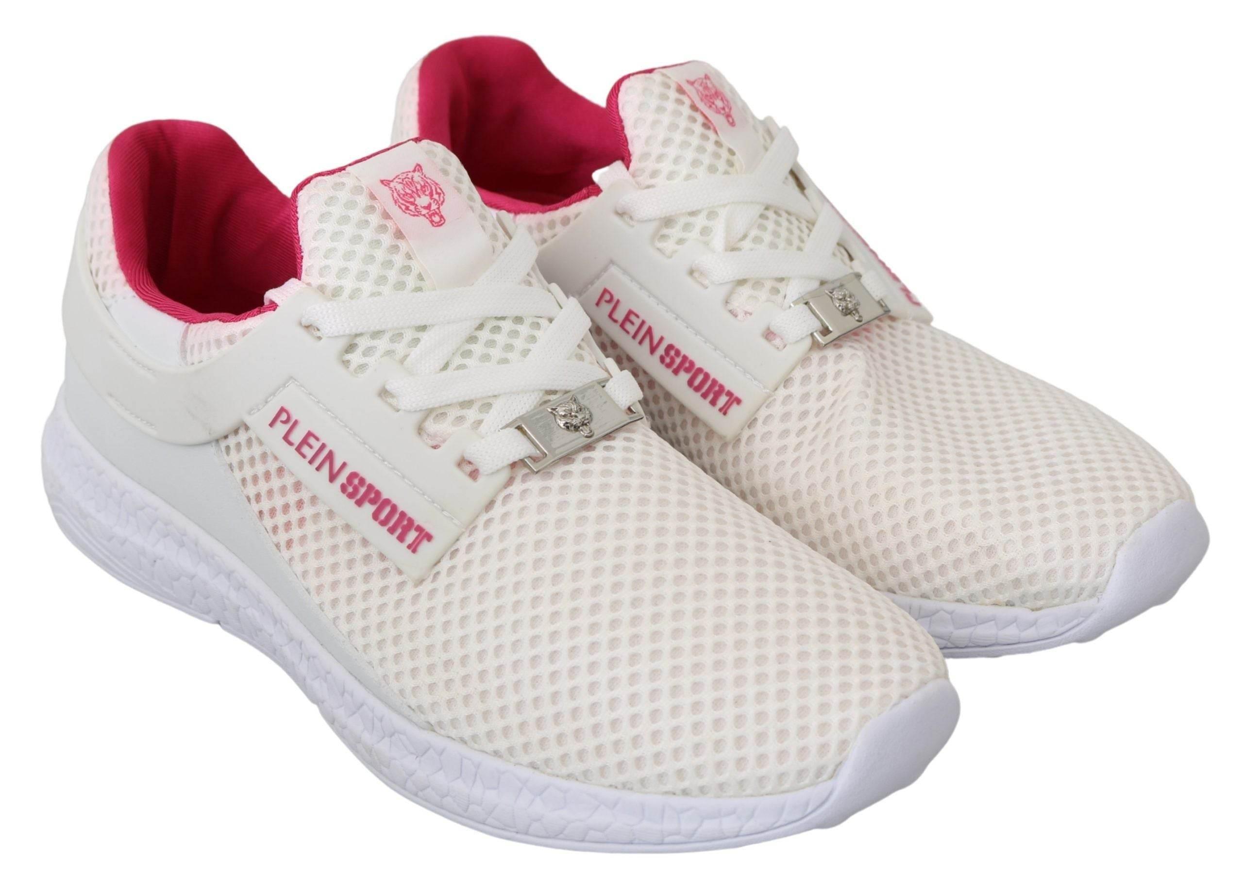 Philipp Plein White Pink Polyester Becky Sneakers Shoes - Hilstor