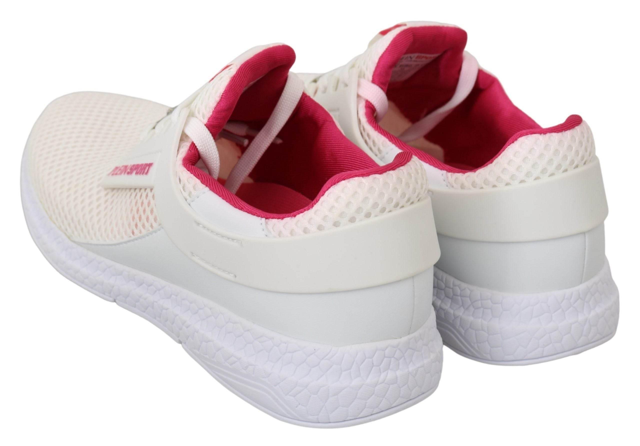 Philipp Plein White Pink Polyester Becky Sneakers Shoes - Hilstor