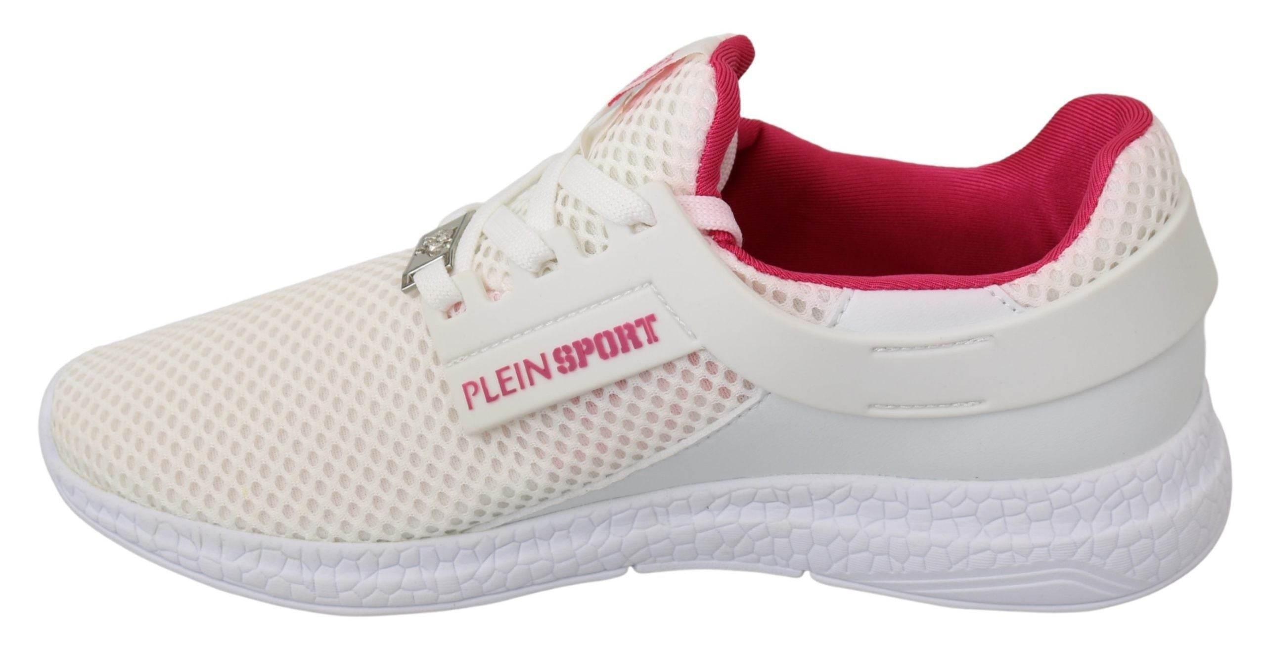 Philipp Plein White Pink Polyester Becky Sneakers Shoes - Hilstor