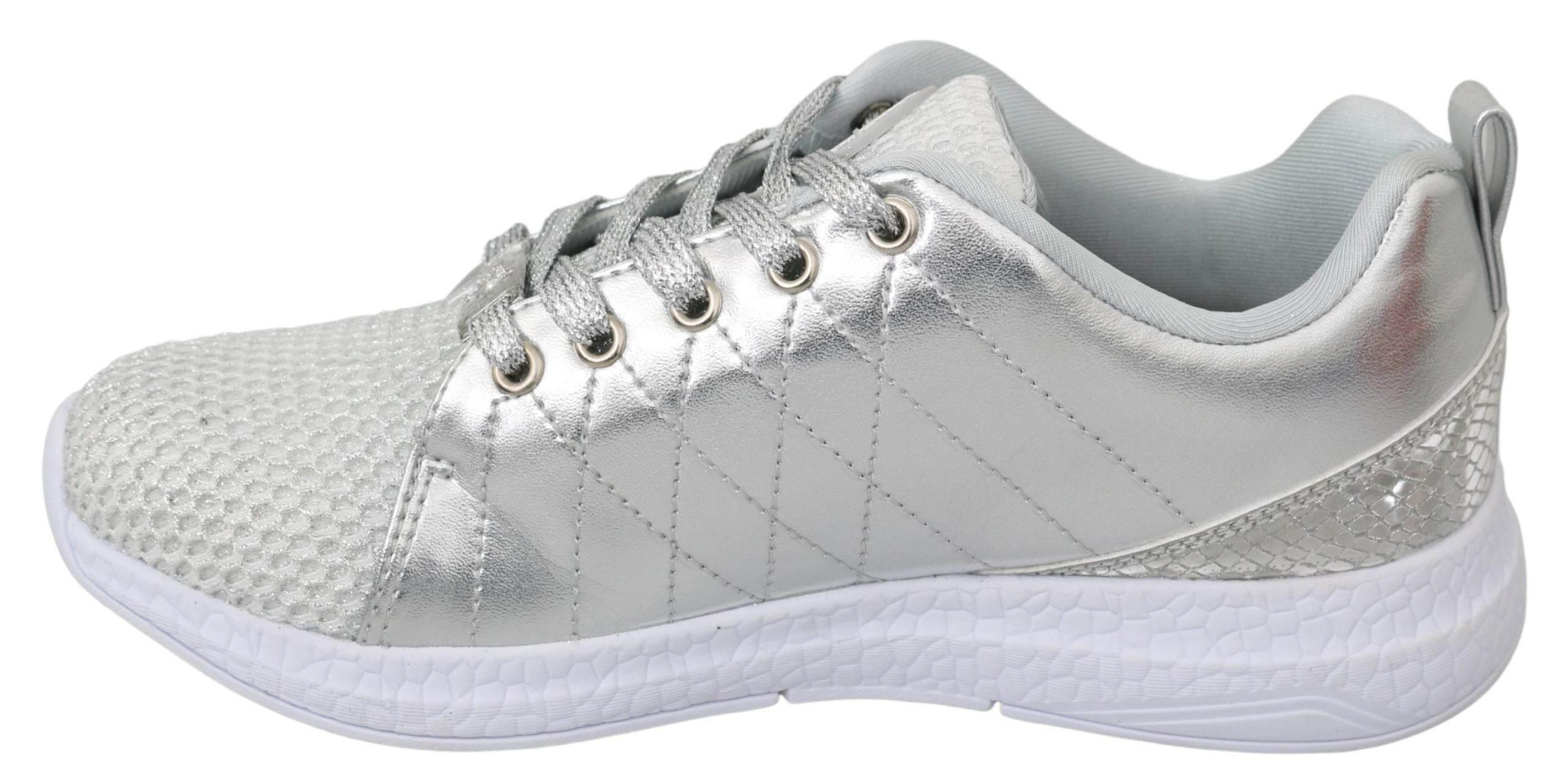 Philipp Plein Gisella Silver Polyester Sneakers Shoes - Hilstor