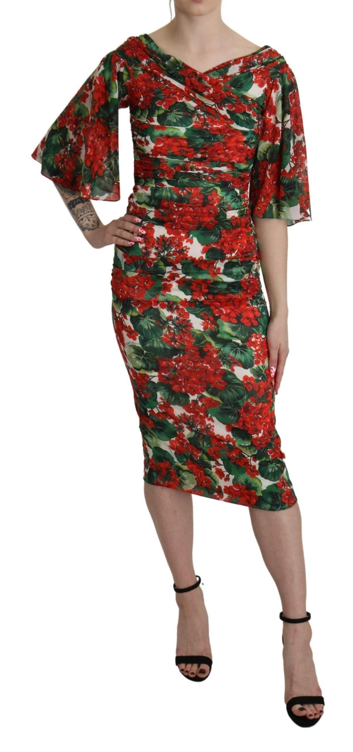 Dolce & Gabbana Enchanting Floral Midi Sheath Dress - Hilstor