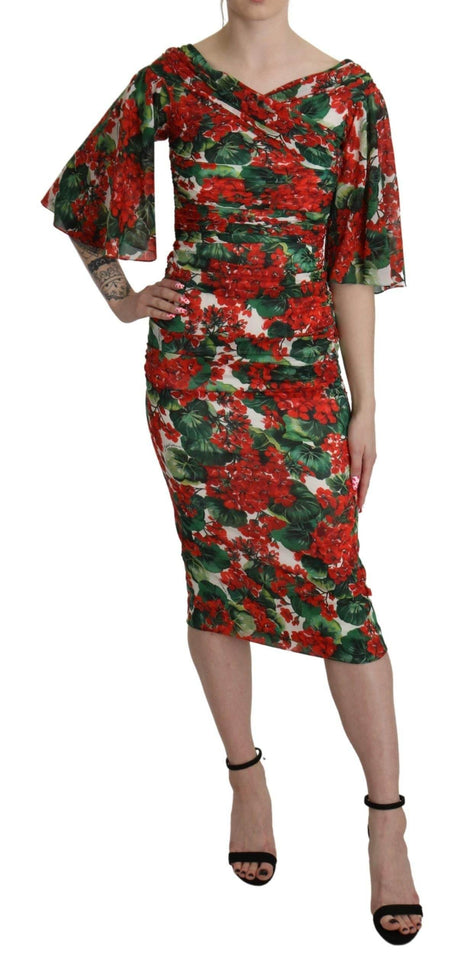 Dolce & Gabbana Enchanting Floral Midi Sheath Dress - Hilstor