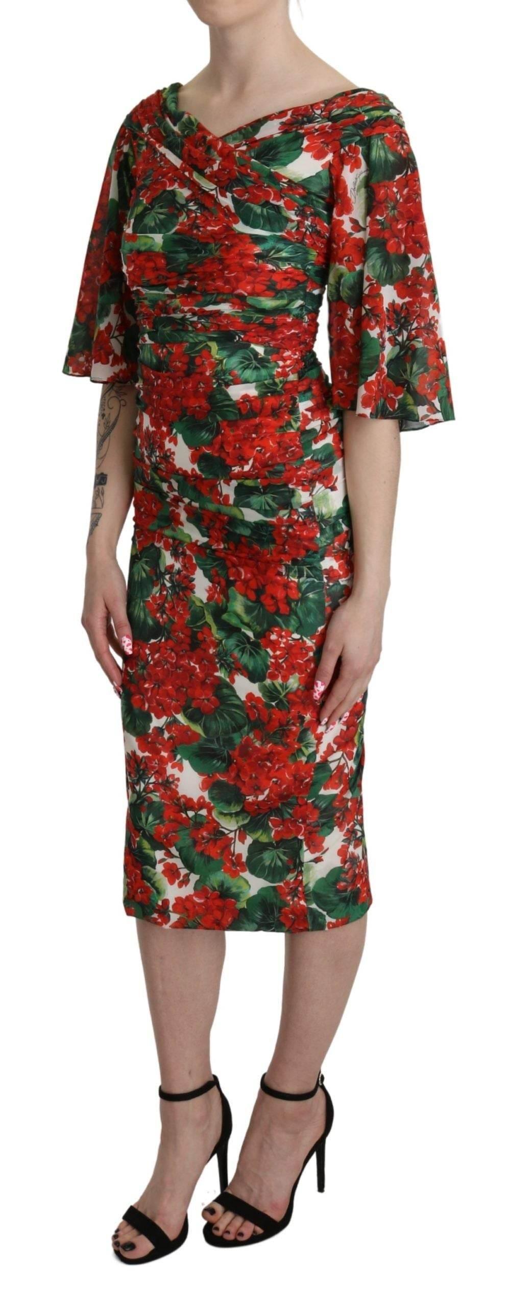 Dolce & Gabbana Enchanting Floral Midi Sheath Dress - Hilstor