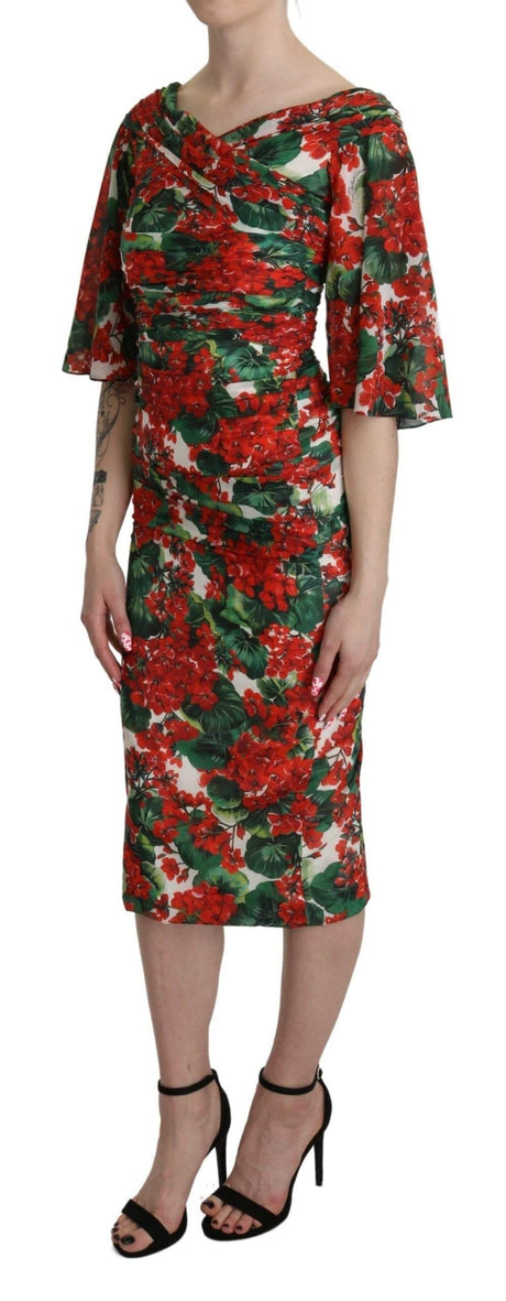 Dolce & Gabbana Enchanting Floral Midi Sheath Dress - Hilstor