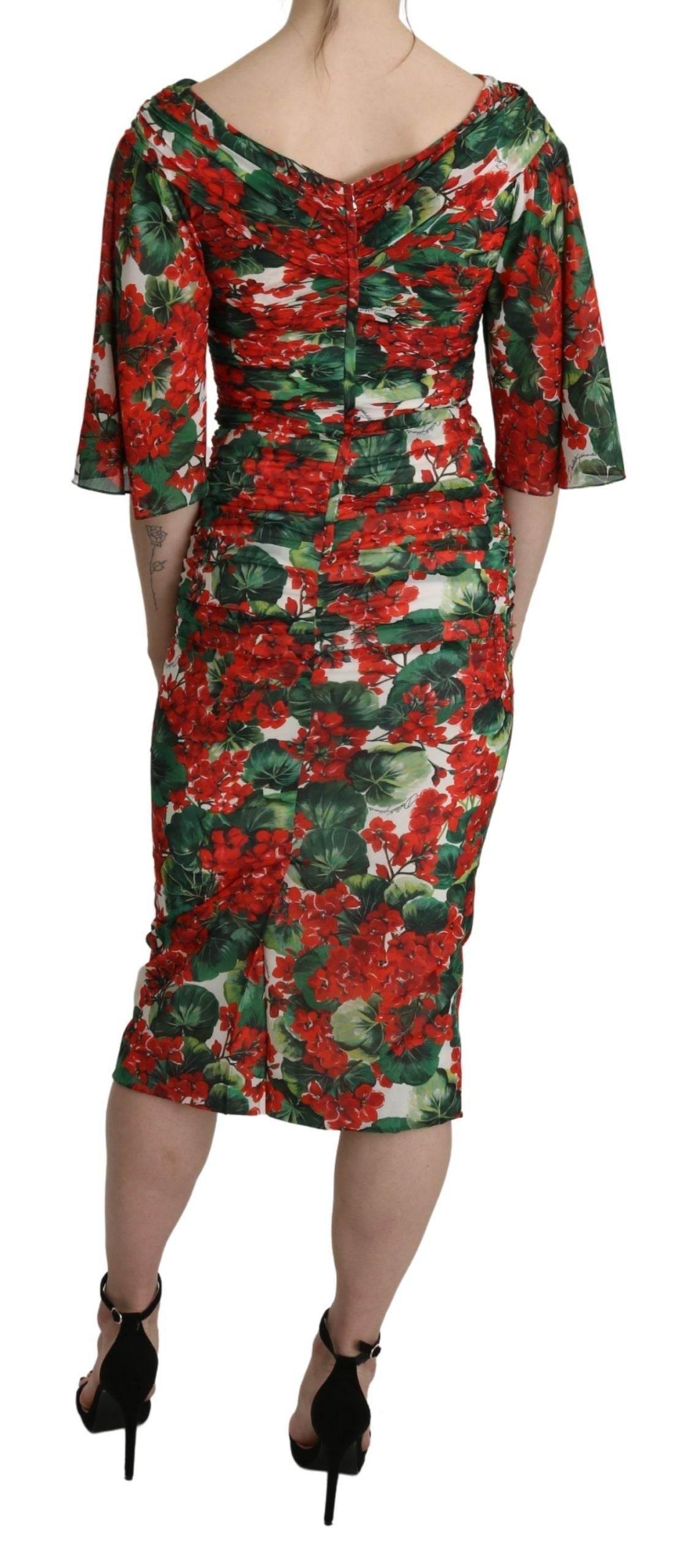 Dolce & Gabbana Enchanting Floral Midi Sheath Dress - Hilstor