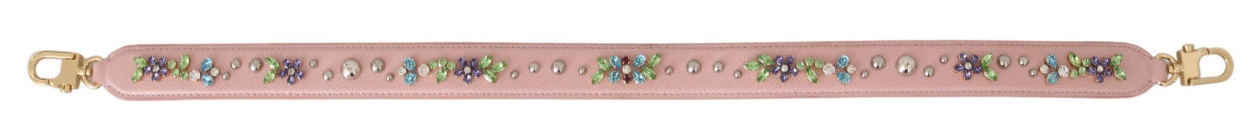 Dolce & Gabbana Stunning Pink Crystal Studded Leather Strap - Hilstor