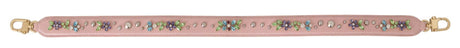 Dolce & Gabbana Stunning Pink Crystal Studded Leather Strap - Hilstor