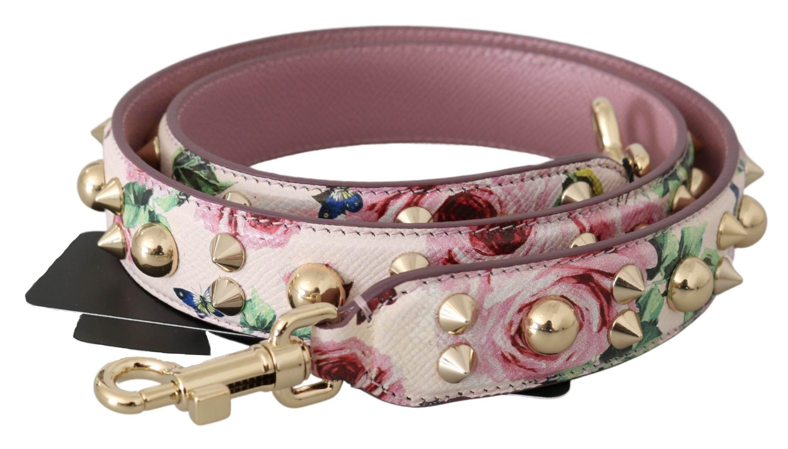 Dolce & Gabbana Chic Floral Pink Leather Shoulder Strap - Hilstor