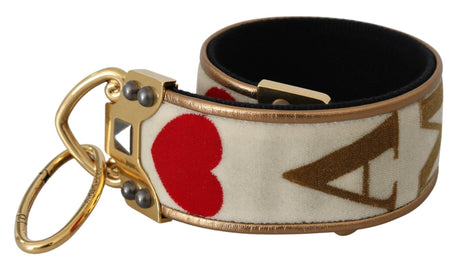 Dolce & Gabbana Chic Gold AMORE Print Shoulder Strap - Hilstor