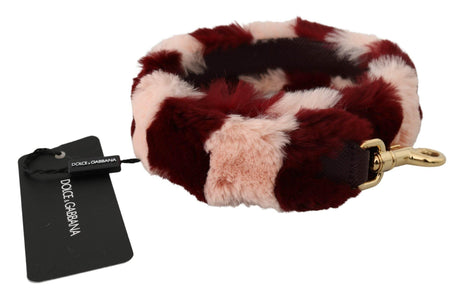 Dolce & Gabbana Bordeaux Pink Fur Shoulder Strap Luxury Accessory - Hilstor