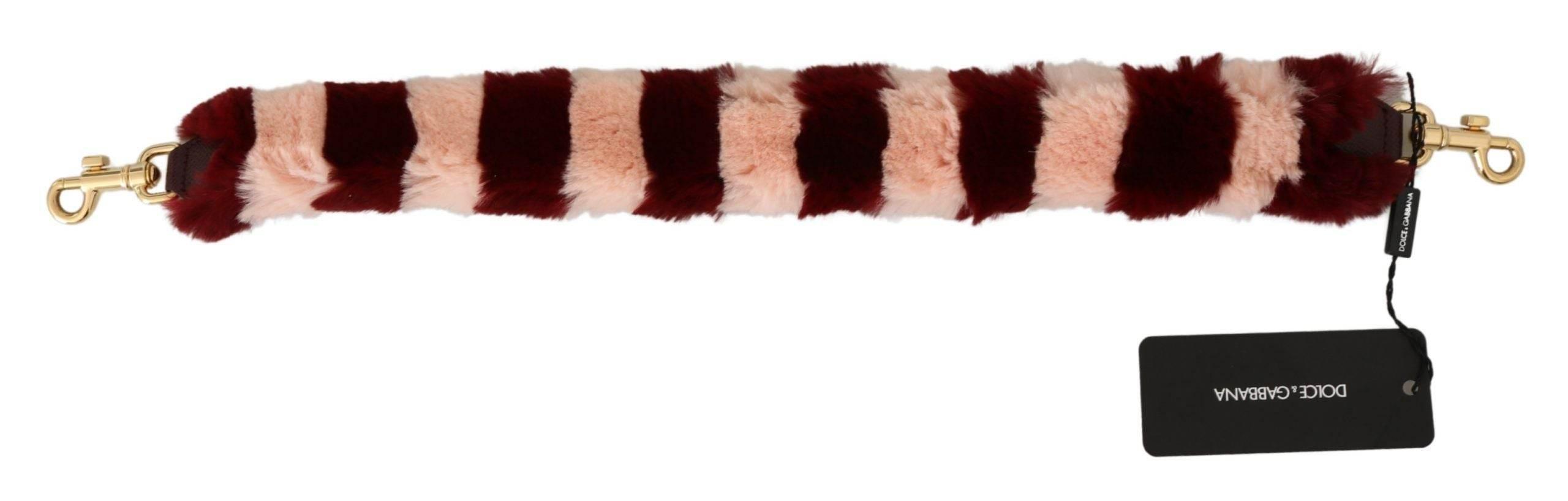 Dolce & Gabbana Bordeaux Pink Fur Shoulder Strap Luxury Accessory - Hilstor