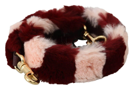 Dolce & Gabbana Bordeaux Pink Fur Shoulder Strap Luxury Accessory - Hilstor