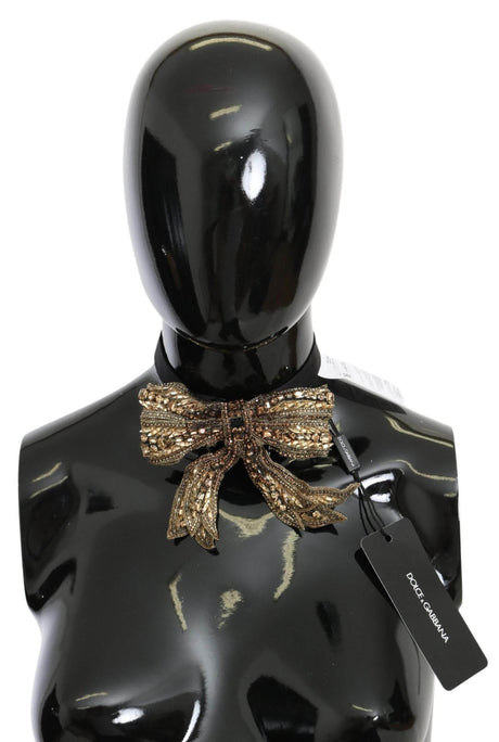 Dolce & Gabbana Elegant Silk Gold Bowtie - Dazzle in Style - Hilstor
